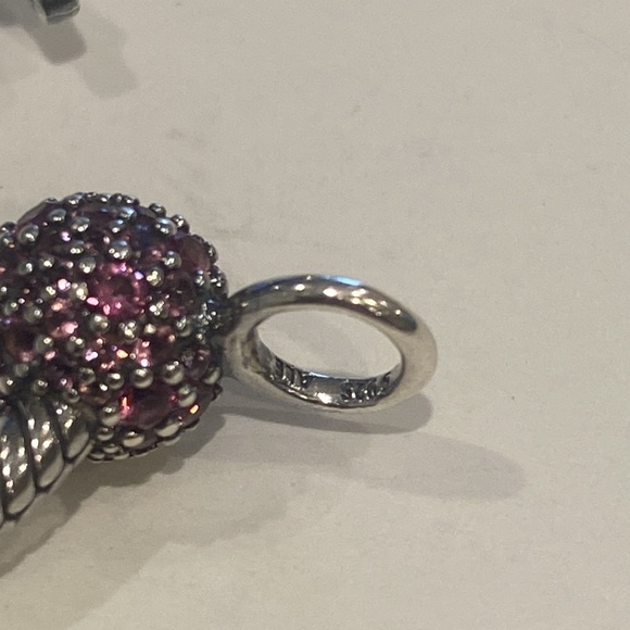Pandora Small Pave Pink and Purple Silver Pendant - Picture 3 of 3